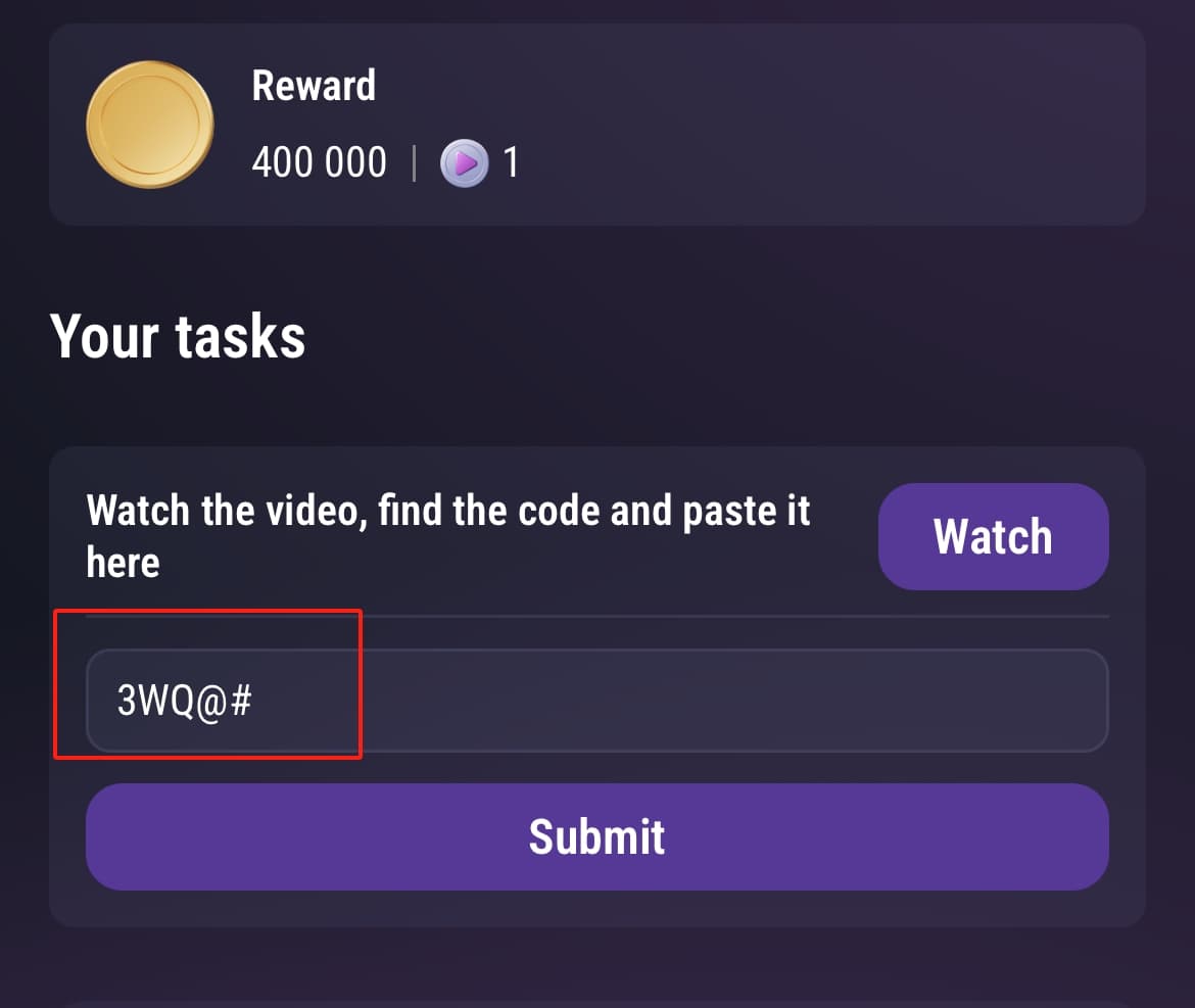 How to Use TapSwap Codes - Step 5: Submit Code